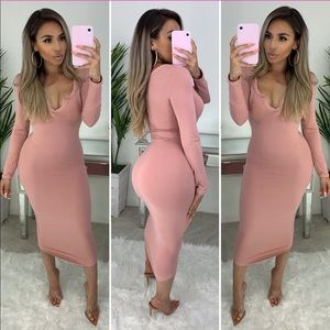 Blush pink midi dress